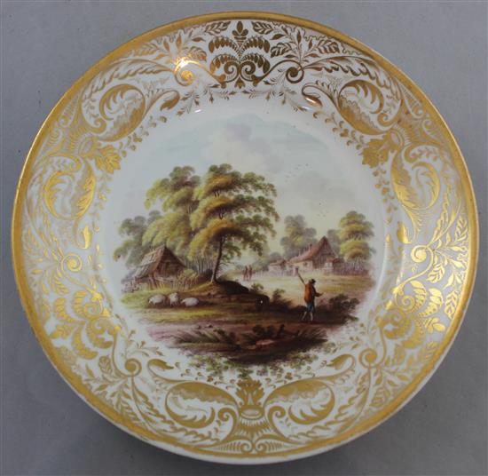 A Coalport outside decorated topographical plate and a Derby topographical plate, both c.1810, 22cm.
